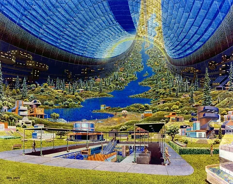 Toroidal space colony interior